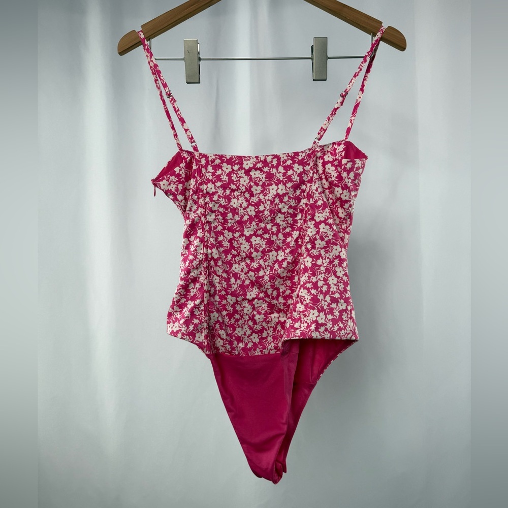 Zara Printed‎ Corset Bodysuit in Pink White Size Small - Picture 8 of 8
